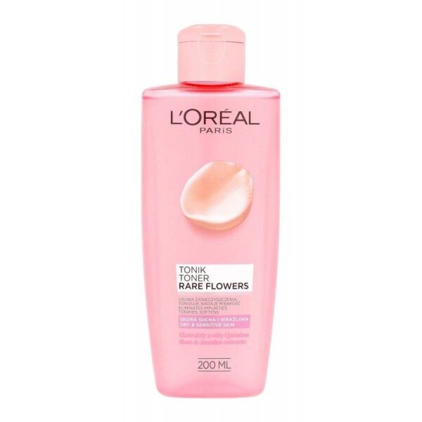 تونر پاک کننده و نرم کننده پوست خشک و حساس لورال LOREAL RARE FLOWERS TONER حجم 200 میل