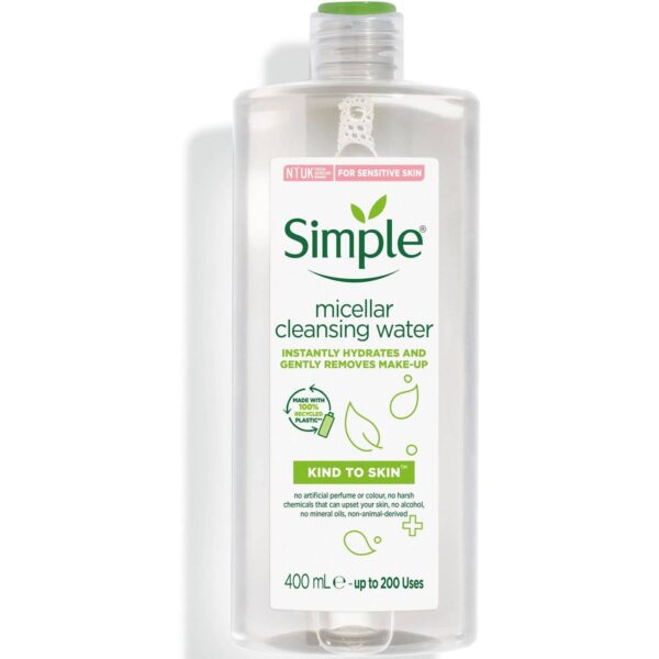 میسلار واتر پاک کننده آرایش سیمپل Simple Micellar Kind to Skin حجم 400 میلی لیتر