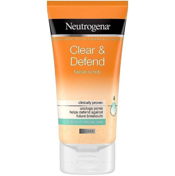 اسکراب صاف کننده و ضد لک نوتروژنا Neutrogena Clear and Defend حجم 150 میلی لیتر