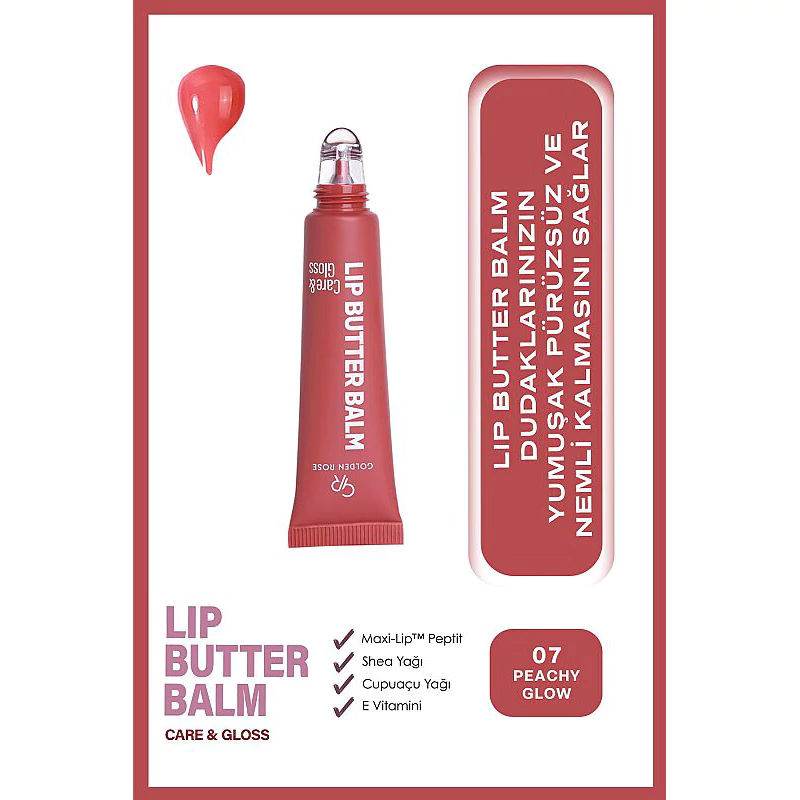 بالم لب گلدن رز مدل Care & Gloss شماره 07 رنگ Peachy Glow | Golden Rose Care & Gloss Lip Balm No.07 Peachy Glow